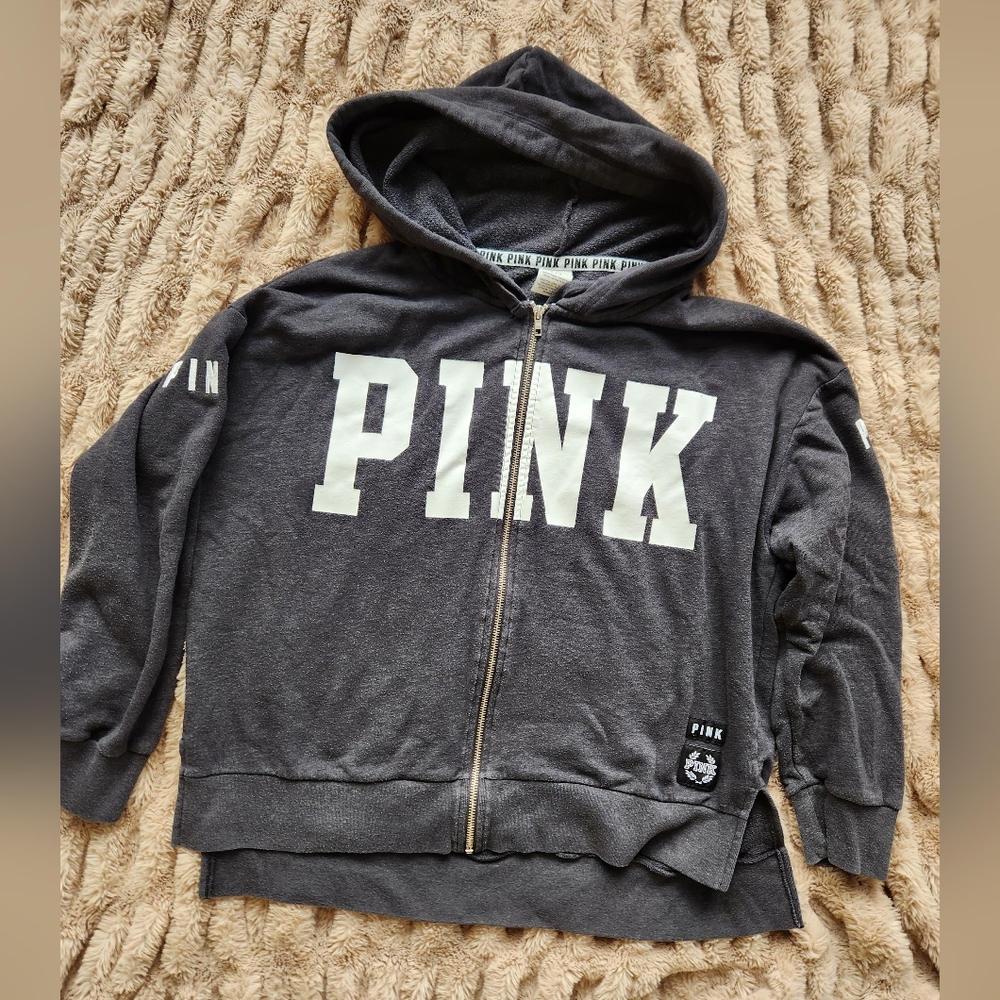 Pink Victoria Secret size large long sleeve hoodie sweatshirt hooded